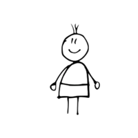 Strichzeichnung, Mensch lächelt