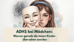 Zeichnung eines traurigen Mädchens, das hinter einer lächelnden Maske hervorschaut