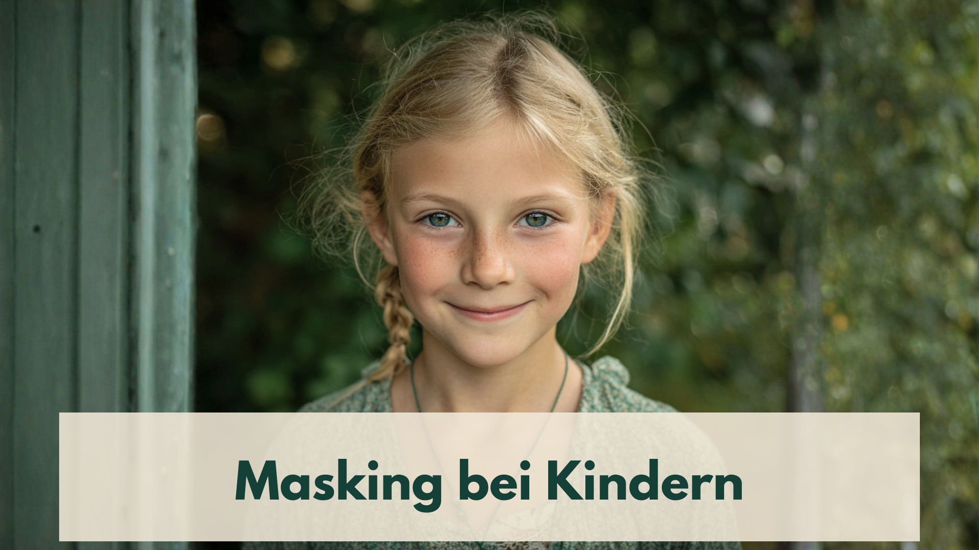 Foto eines lächelnden Mädchens vor grünem Hintergrund